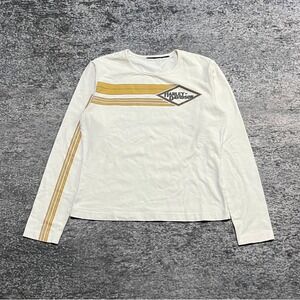 Harley Davidson Shirt Long Sleeve Womens Large White Logo Y2K